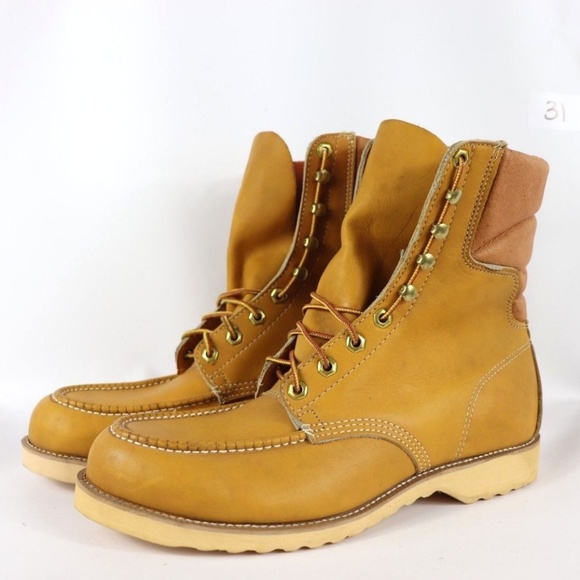 Vintage New Georgia Leather Logger Boots Tan 11 W